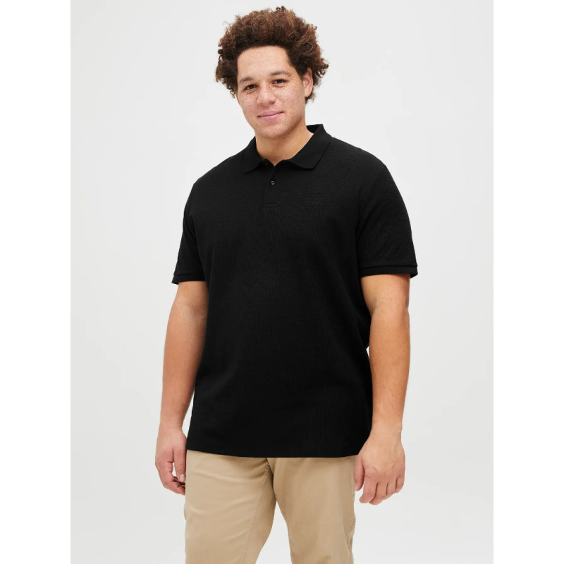 Ελαστική Single Jersey μπλούζα "Austin Polo",της Jack&Jones - Black