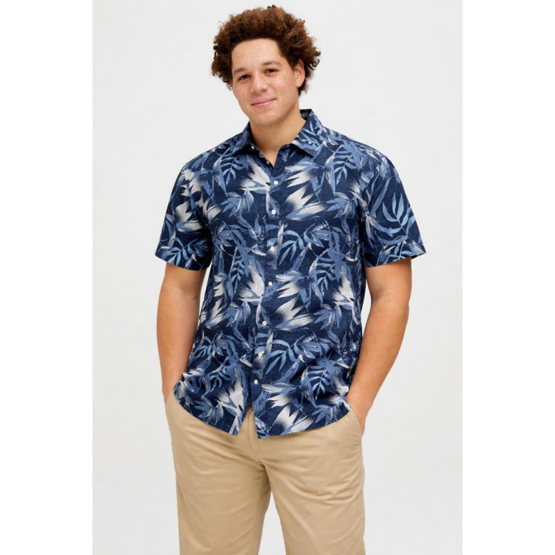 Jack & Jones "Honolulu AOP shirt ",κοντομάνικο all-over print πουκάμισο - Navy Blazer