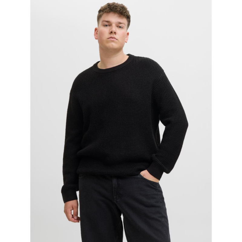 Πλεκτό πουλόβερ "Global Knit" της Jack & Jones,σε plus fit γραμμή - Black Rock