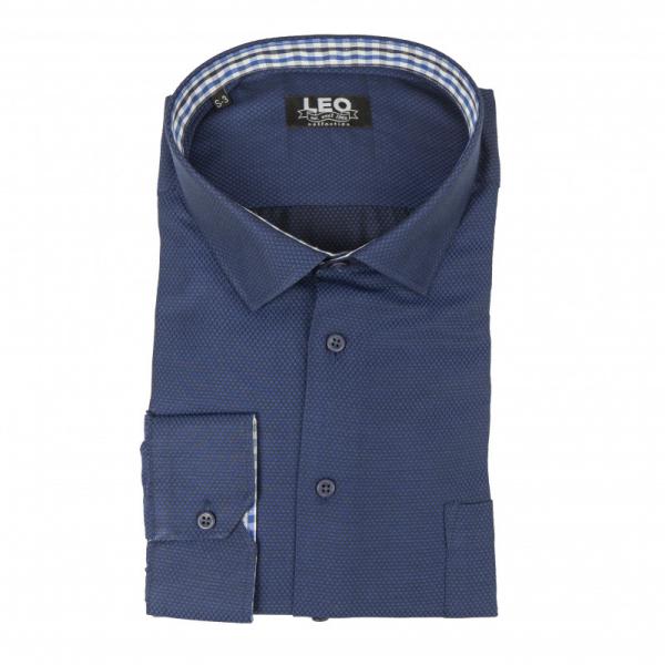 Πουκάμισο γαλλικής ραφής "Casual Dot" - Midnight Sax Blue