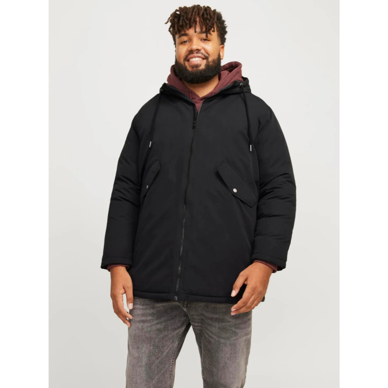 Jack & Jones Loop Parka Jacket - Black Rock
