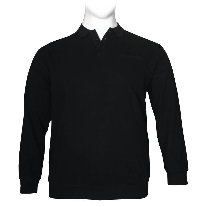 Βαμβακερή μπλούζα Polo wool feel της Leo Collection, με τσέπη στο στήθος - Black