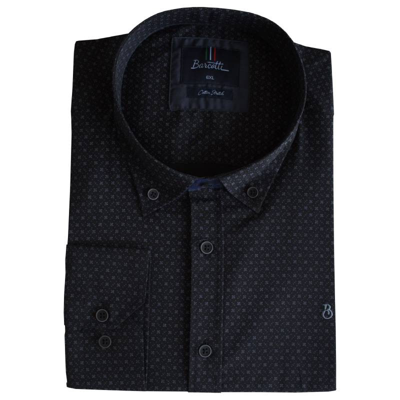 Πουκάμισο μακρυμάνικο ελαστικό με μικροσχέδιο - Black