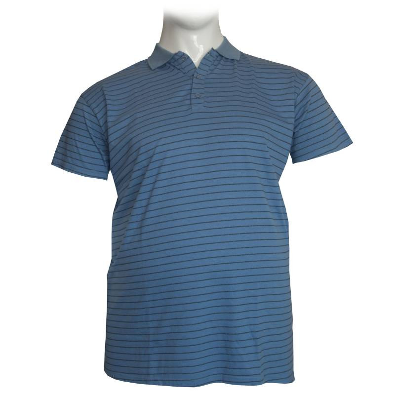 Polo βαμβακερό Jersey μαρινιέρα της Leo Collection - Indigo