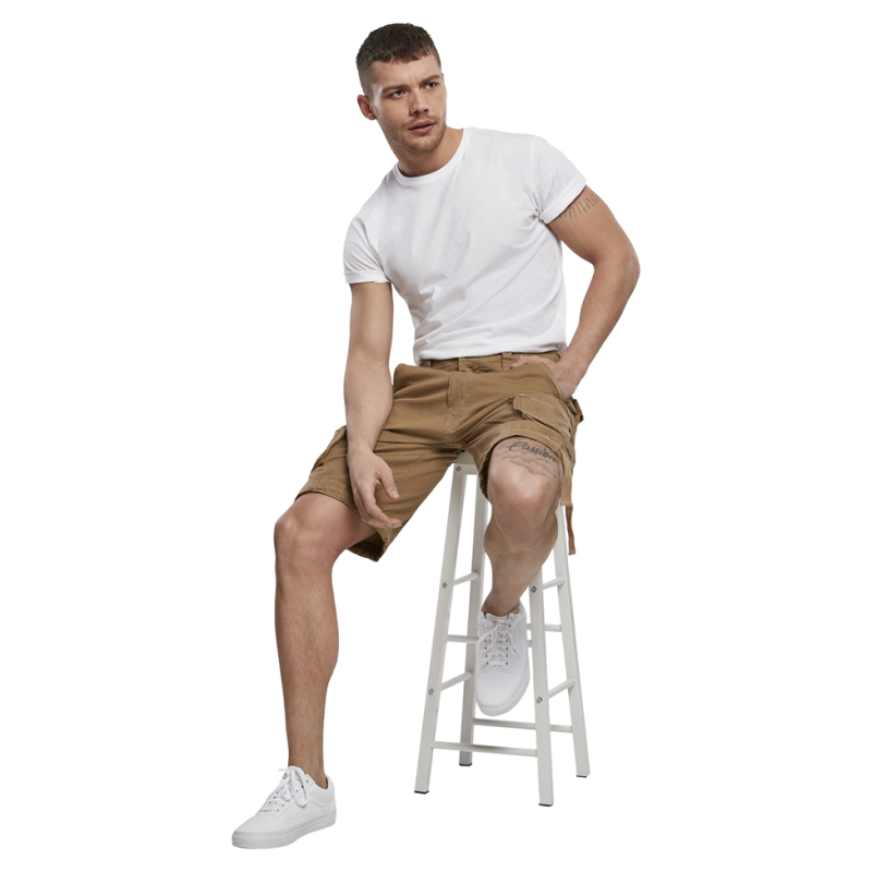 Βαμβακερή βαρύπλακη cargo βερμούδα,by Brandit - Beige