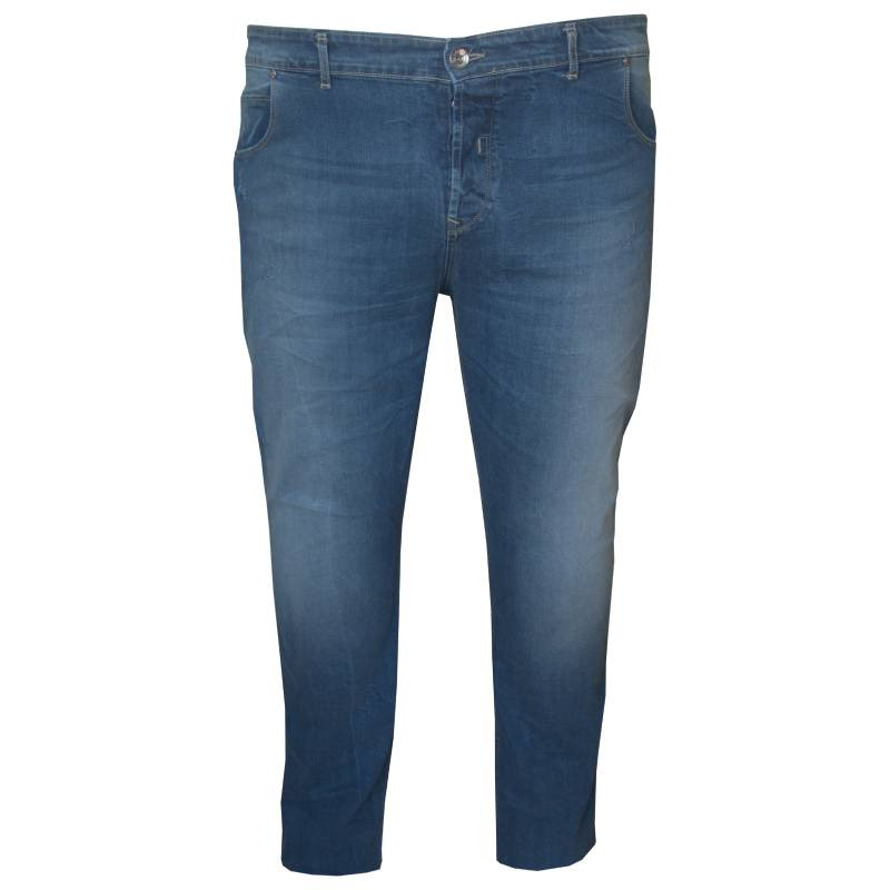 Jean ελαστικό "Marvin23" μεσαίου καβάλου με φθορές και ξέβαμμα,regular fit - Blue Denim