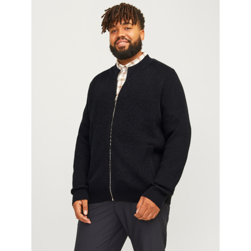 Πλεκτή ζακέτα "Pannel Knit Zip Cardigan",by Jack & Jones +Fit - Black