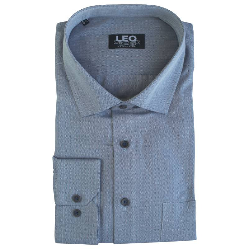 Πουκάμισο "Dizzy Stripe" γαλλικής ραφής με Rex γιακά, της Leo Collection - Echo Blue