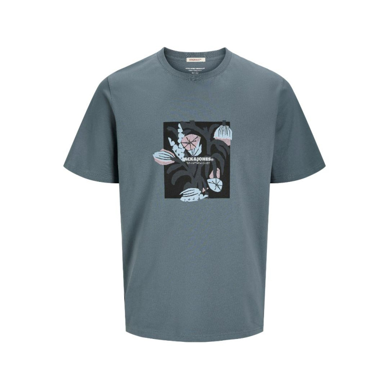 Jack & Jones "Almeria Front Tee"σε Plus fit γραμμή,με μεταξοτυπία - Storm