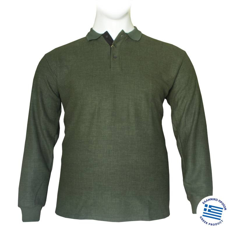 Polo μπλούζα από βαρύπλακο jersey ύφασμα,"Formal Granite" της Leo Collection - Olive Branch