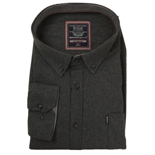 Πουκαμισο king size μονoχρωμο από λεπτη βαμβακερη φανελα - Anthracite