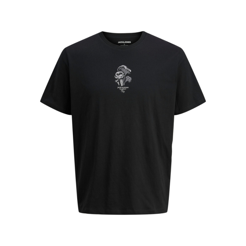 Jack & Jones "Kento Tee"σε Plus fit γραμμή,με μεταξοτυπία στο στήθος και την πλάτη - Black Rock