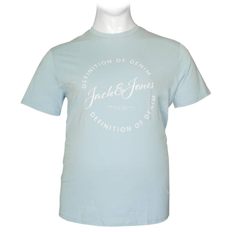Jack & Jones "Greyson Tee"σε Plus fit γραμμή,με μεταξοτυπία - Celestial Blue