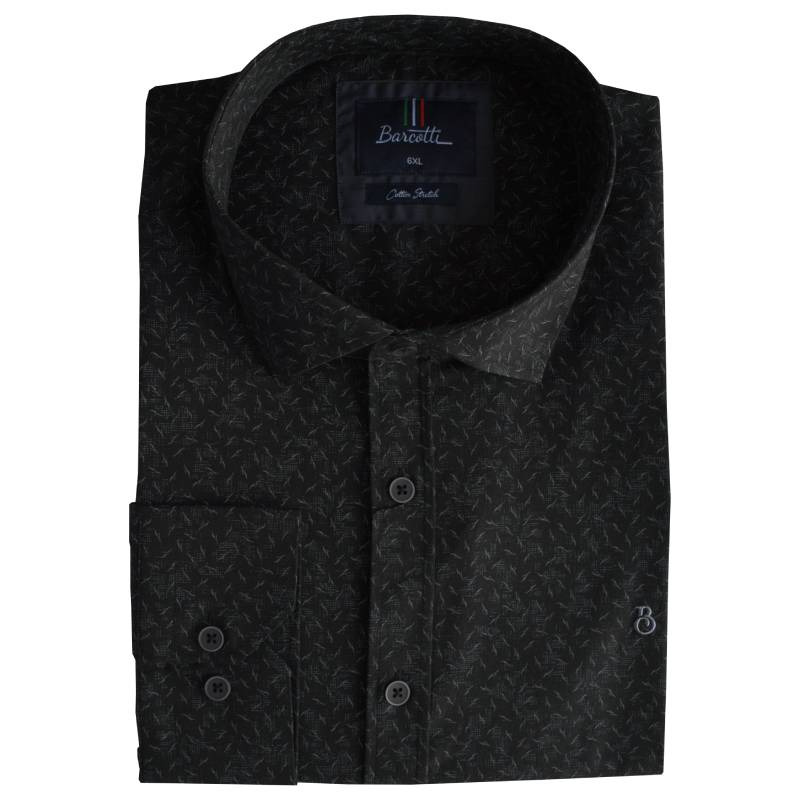 XXXL LEO Πουκάμισο μακρυμάνικο ελαστικό με μικροσχέδιο - Black