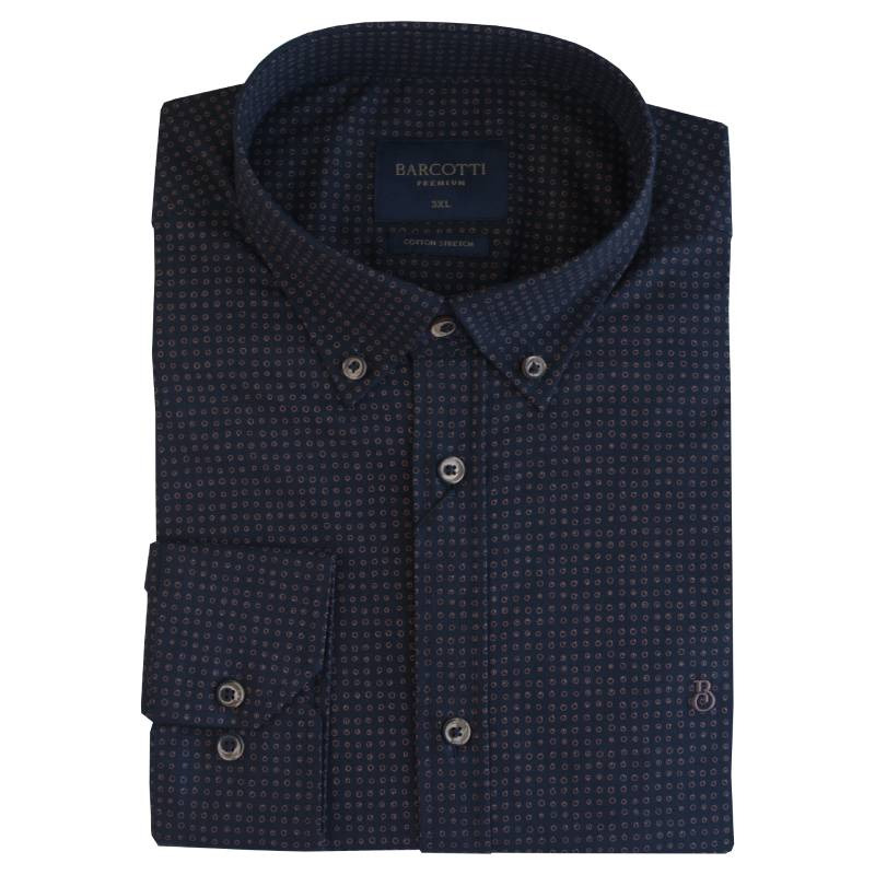 Πουκάμισο μακρυμάνικο ελαστικό με μικροσχέδιο - Dark Blue