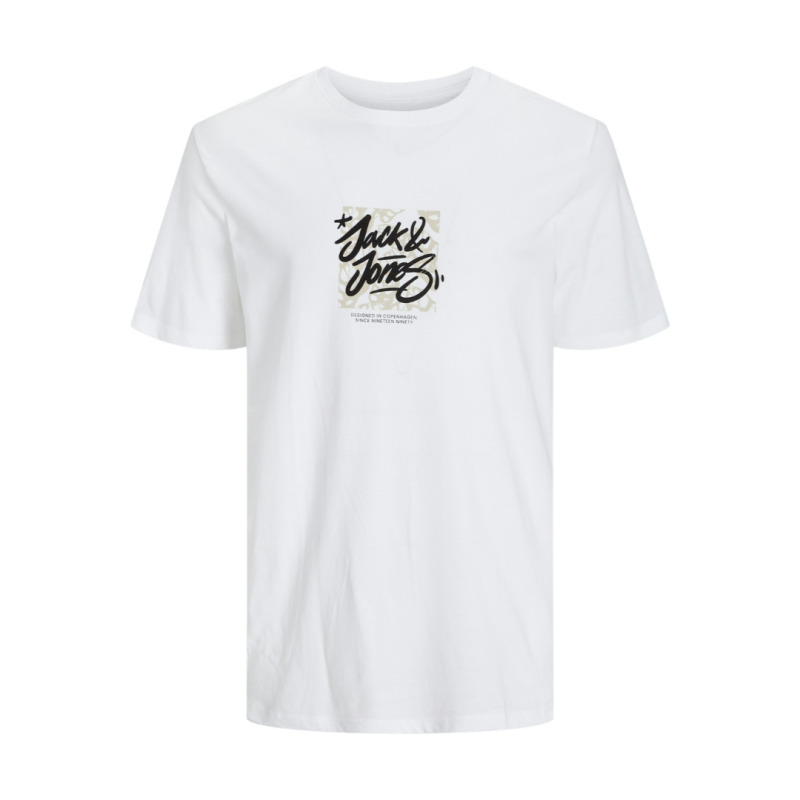 Jack & Jones "Sequoia" t-shirt σε Plus fit γραμμή,με μεταξοτυπία - Bright White