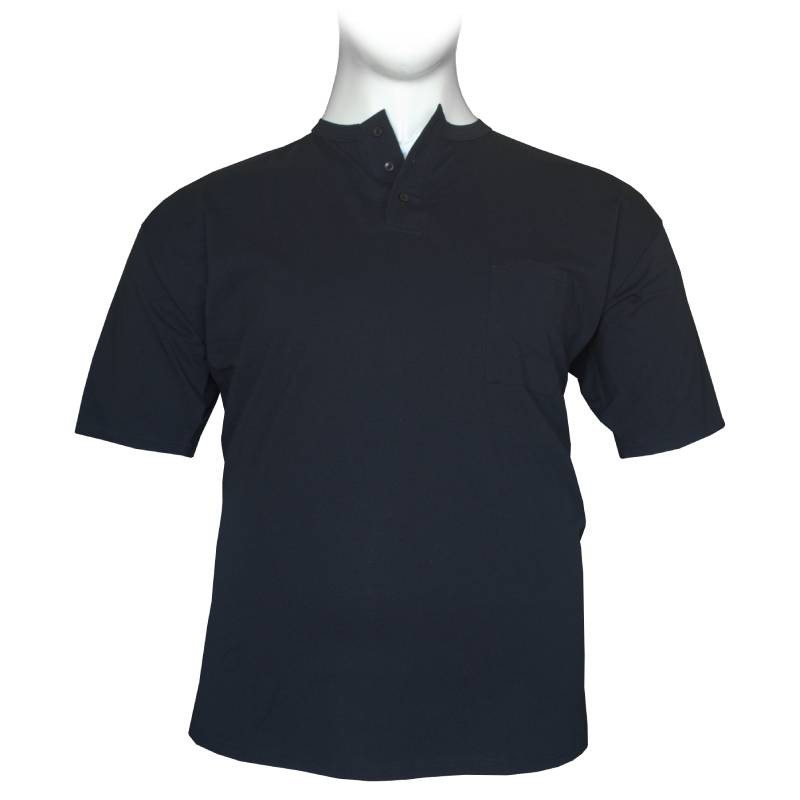 Βαμβακερό μακό μπλουζάκι button ve - Dark Blue