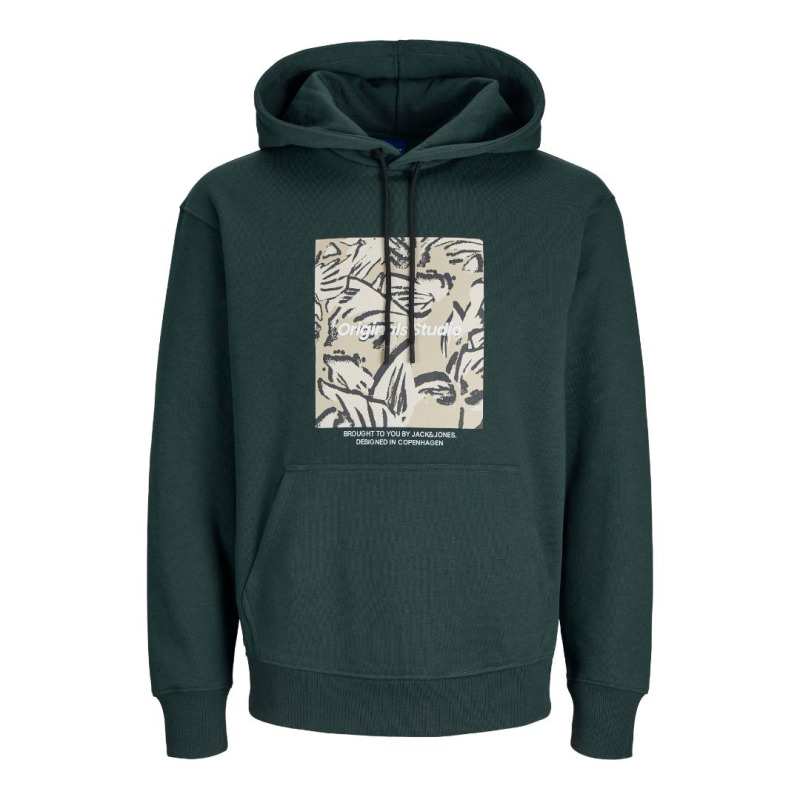 Hoodie φούτερ με μεταξοτυπία "Vesterbro Newton Boxfront" Jack & Jones +Fit - Forest River