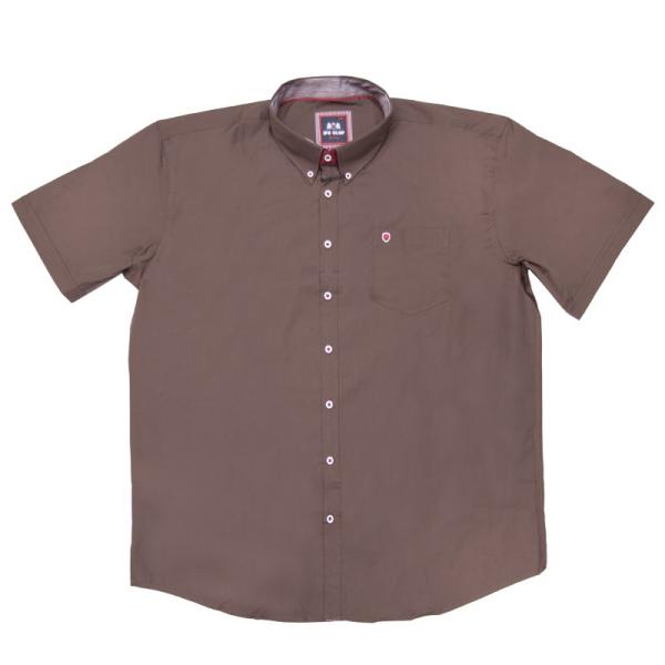 Πουκάμισο μονόχρωμο με κοντό μανίκι και κέντημα - Americano Brown