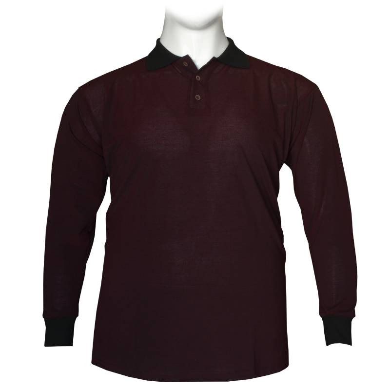 Polo πικέ μακρυμάνικο "Plain Formal",της Leo Collection - Ruby Wine