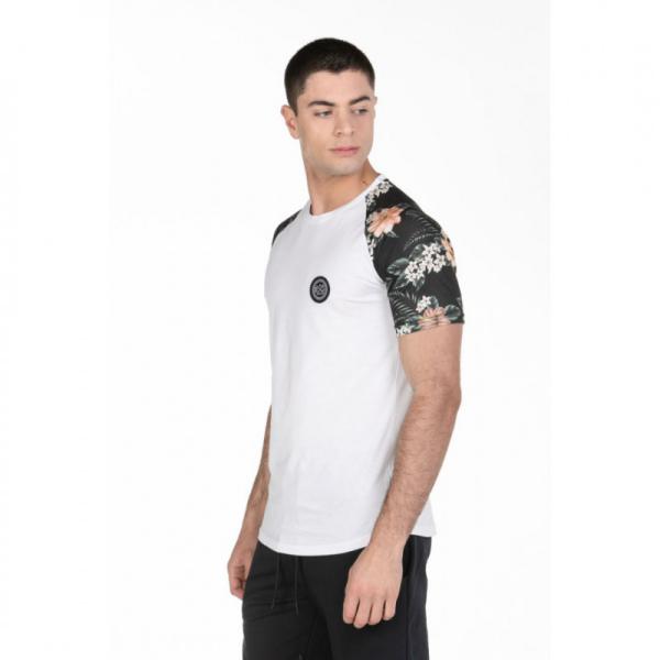 Raglan T-shirt μακό pennie "Palm"σε slim γραμμή της Leo collection - White