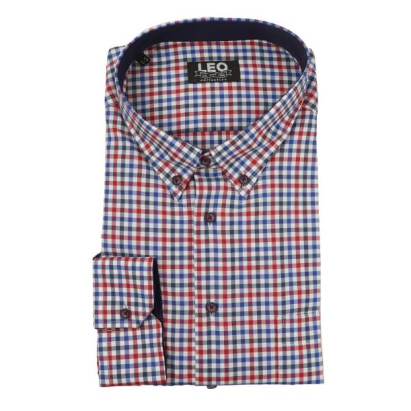 Πουκάμισο καρό γαλλικής ραφής "Royal Check" by Leo Collection - Red/White/Blue