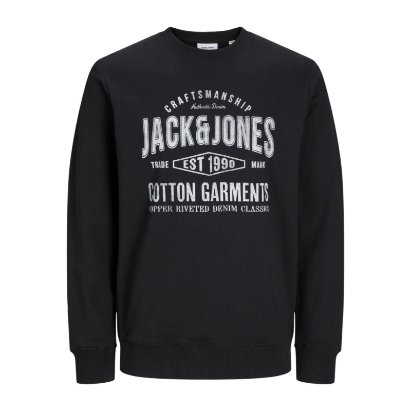 Jack & Jones "Jeans Sweat Q-Neck",λεπτή φούτερ μπλούζα με μεταξοτυπία - Black