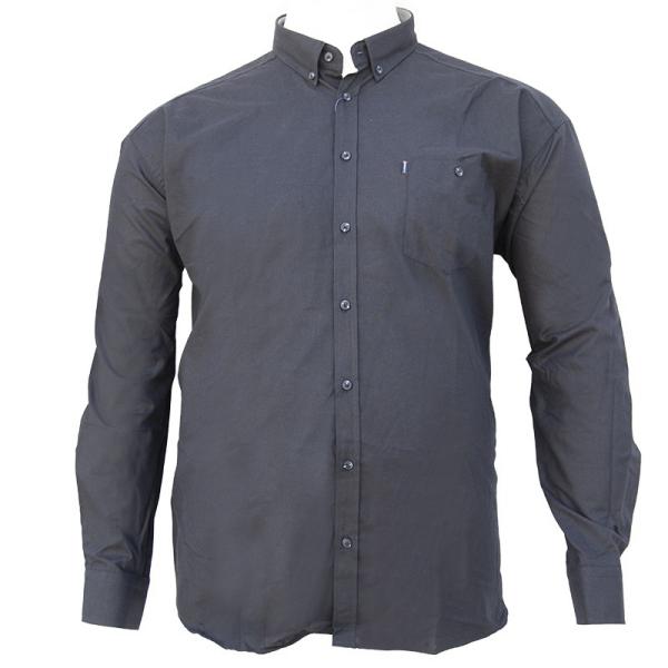Πουκαμισο μονοχρωμο υπερμεγεθος απο βαμβακερη φανελα και τσεπη - Anthracite