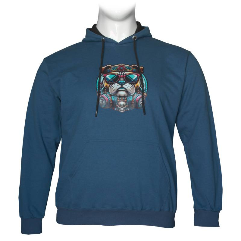 Hoodie φούτερ "Dog power" της Leo Collection - Indigo blue