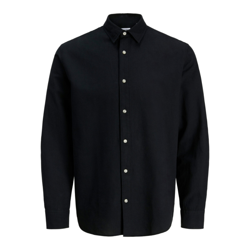 Jack & Jones "Breeze Linen Blend Shirt",λινό μακρυμάνικο πουκάμισο - Black
