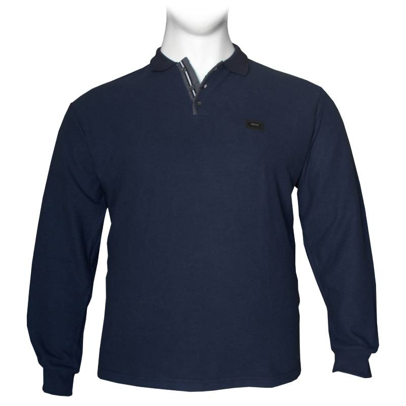 Βαμβακερή Polo wool feel με κέντημα στο στήθος by Leo collection - NAVY BLUE