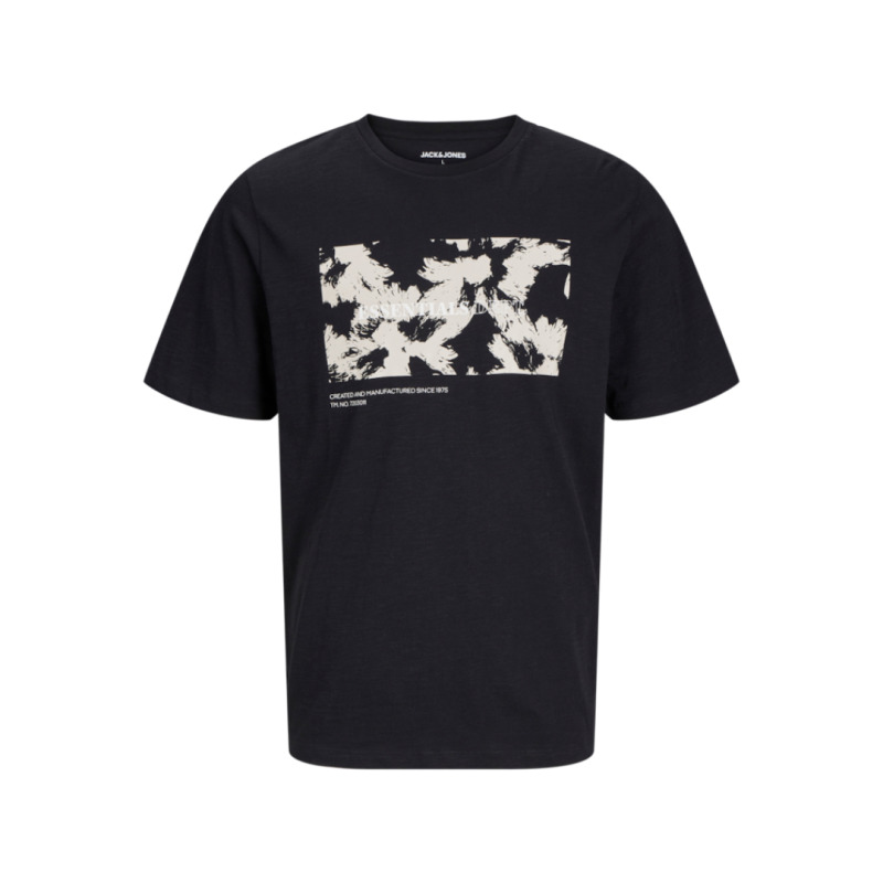 Jack & Jones "Jeff Monochrome Shape"σε Plus fit γραμμή,με μεταξοτυπία - Black