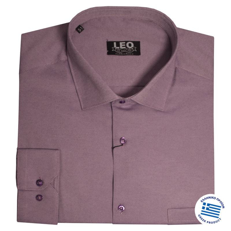 Πουκάμισο Oxford μακρυμάνικο με γιακά τύπου Rex, της Leo Collection - Paragon
