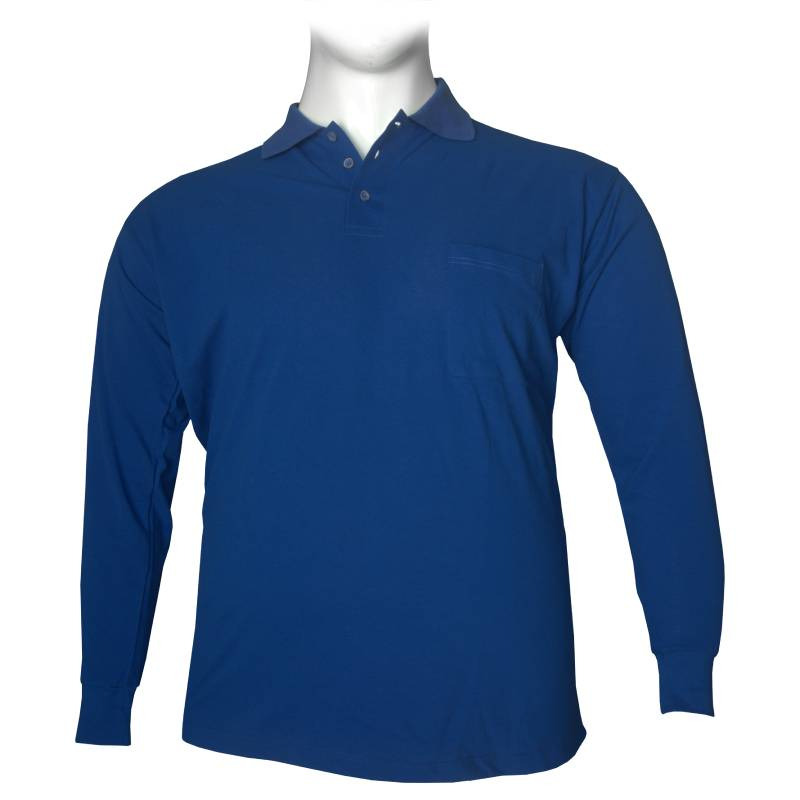 Polo πικέ μονόχρωμη με τσέπη - Blue Sax