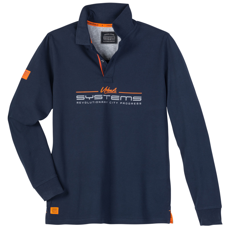 King Size Polo pique μπλούζα "Revolutionary Urban" με patch και ανάγλυφη plastisol μεταξοτυπία,της Redfield - Night Blue