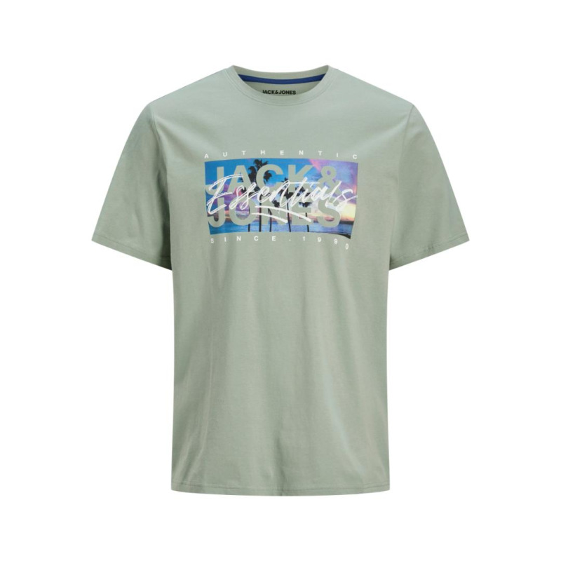 Jack & Jones "Colton Tee"σε Plus fit γραμμή,με μεταξοτυπία - Iceberg Green