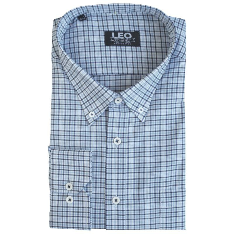 Πουκάμισο καρό "Light Checked" γαλλικής ραφής και Ελληνικής κατασκευής - Egyptian Blue/Curious Blue