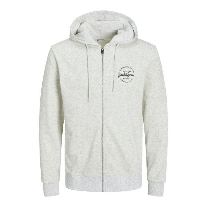 Ζακέτα φούτερ "Forest Sweat Hood" με μεταξοτυπία,by Jack & Jones +Fit - White Melange