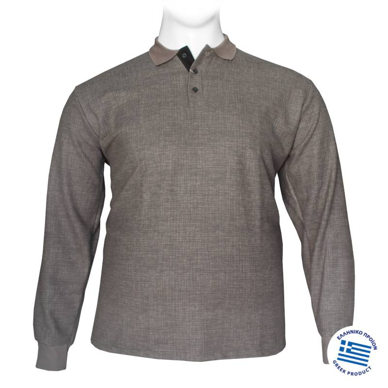 Polo μπλούζα από βαρύπλακο jersey ύφασμα,"Formal Granite" της Leo Collection - Mocha