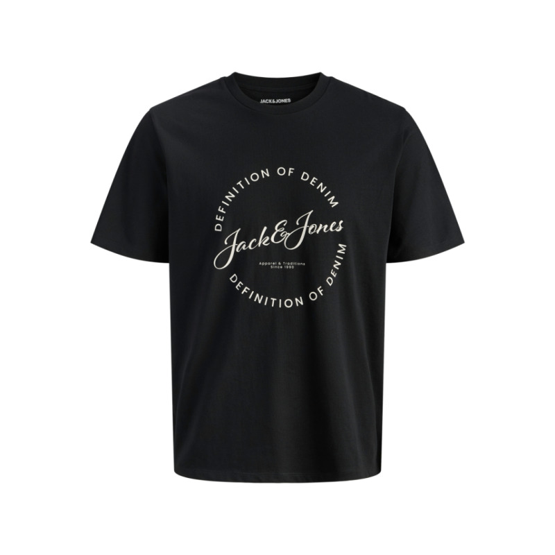 Jack & Jones "Greyson Tee"σε Plus fit γραμμή,με μεταξοτυπία - Black