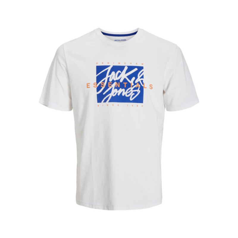 Jack & Jones "Colton Tee"σε Plus fit γραμμή,με μεταξοτυπία - White