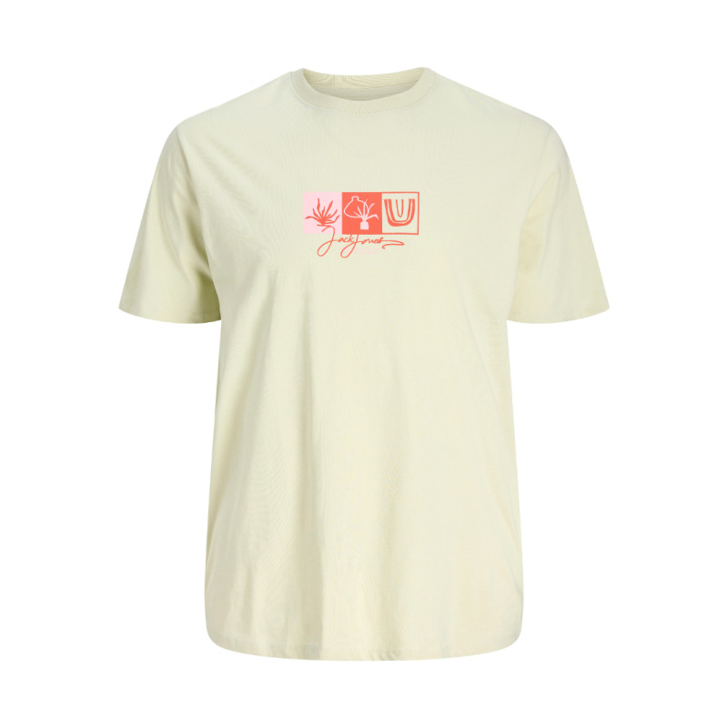 Jack & Jones "Canggu Front Tee"σε Plus fit γραμμή,με μεταξοτυπία - Celadon Green