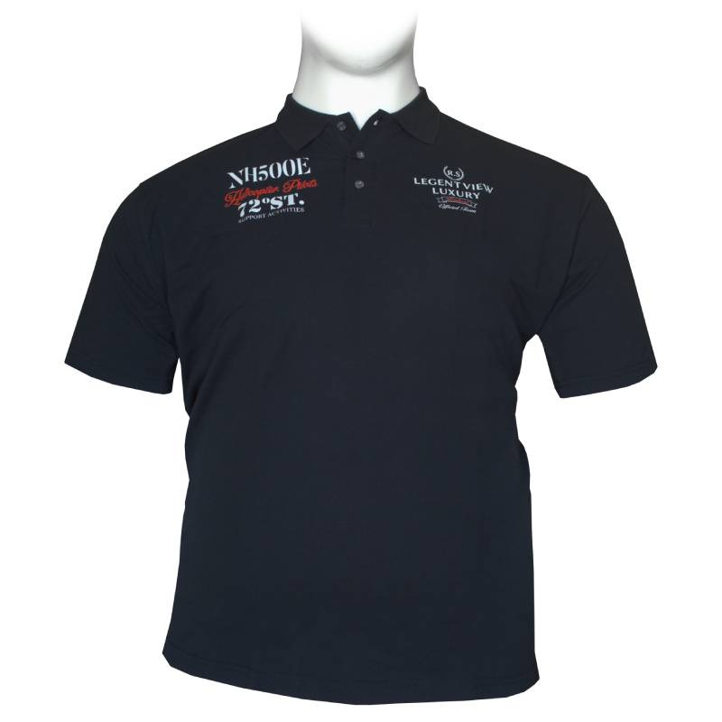 Polo pique βαμβακερό με μεταξοτυπία - Dark Blue