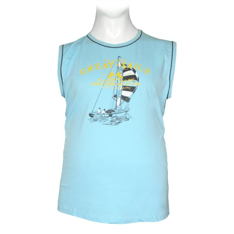 Αμάνικο από 100% βαμβακερό μακό pennie με μεταξοτυπία by Leo collection - Cornflower Blue